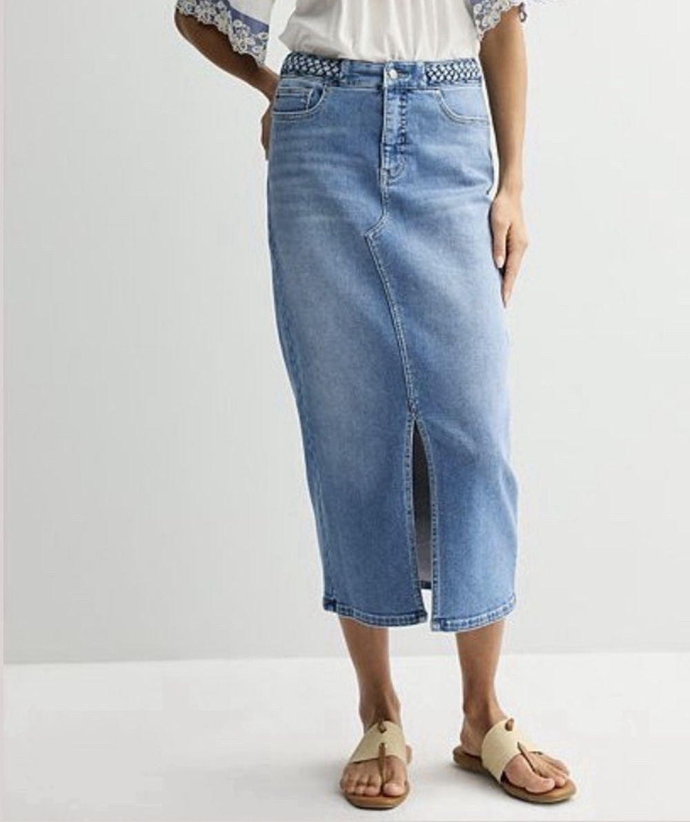 Farmers Market Jean Skirt sz 10 90's midi maxi bohemian western denim straight